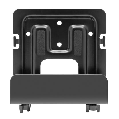 Luxorparts beslag til Apple TV og medieafspillere sort metal tre skruehuller hævede sektioner lavt vandret led.