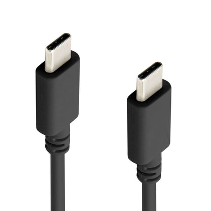 USB-C 2.0 kabel 0,2 m sort 60 W med metalliske stik vinkelret opad, til kabler placeret parallelt.