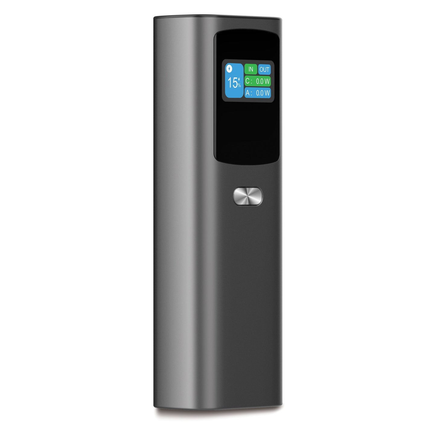 Linocell Premium Powerbank 100 W 20000 mAh metallisk look, display, enkelt knap, USB-C Power Delivery.