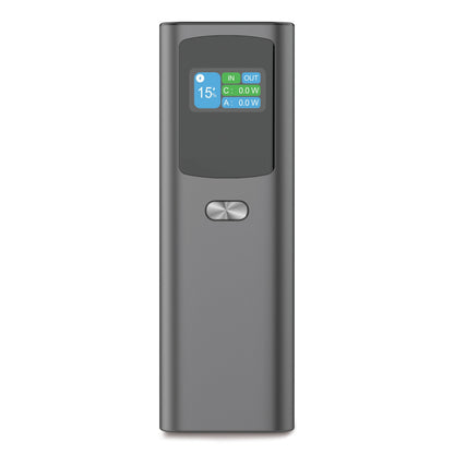 Linocell Premium Powerbank 100 W 20000 mAh, rektangulær, lille digitalt display, to knapper, metallic grå, USB-C PD.