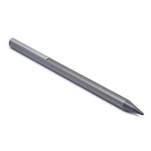 Linocell Aktiv stylus til iPad, iPhone og Android, metallic grå med clips, vist diagonalt med spidser nedad til højre.