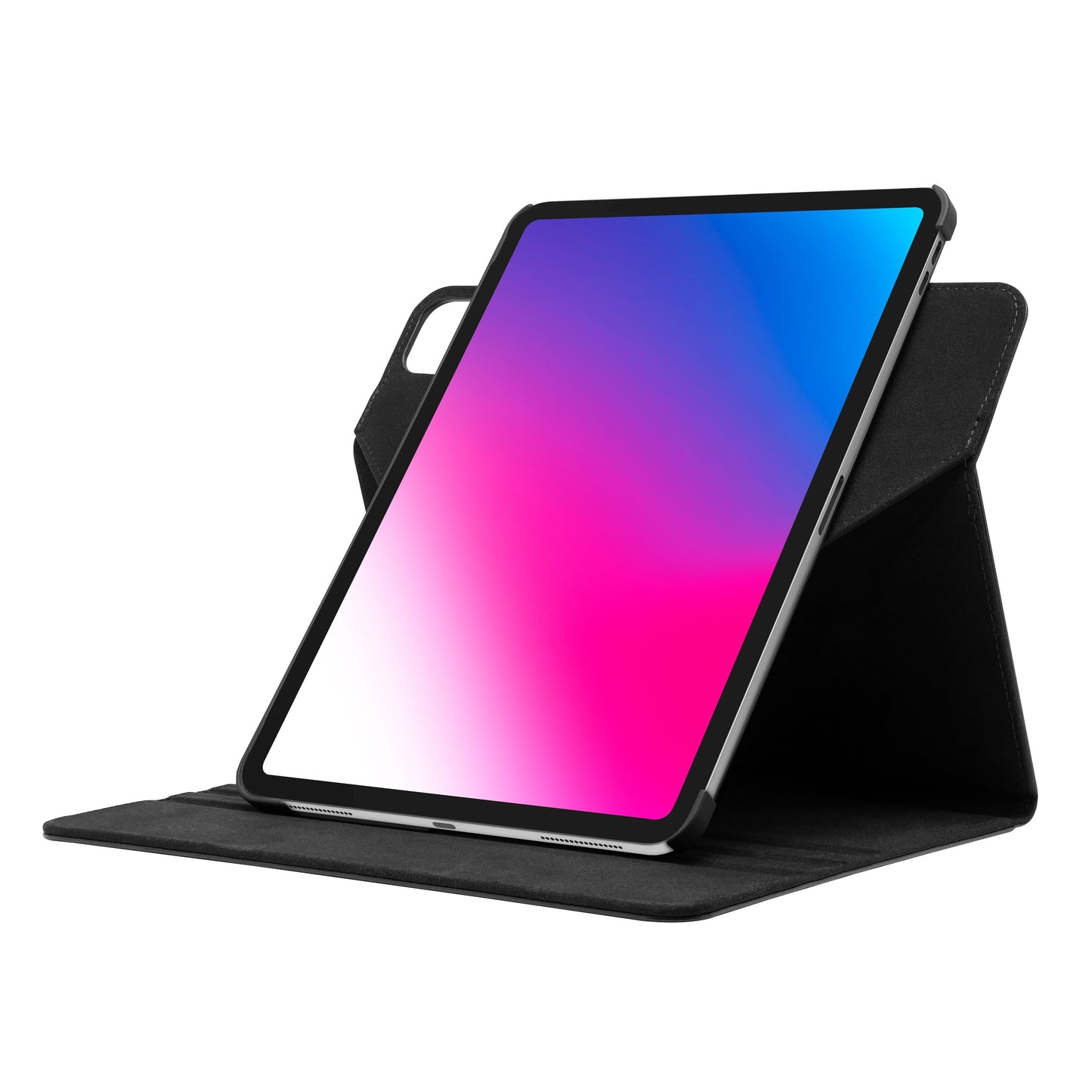Apple iPad Pro 11" i svingbart etui, står oprejst med gradient på skærmen.