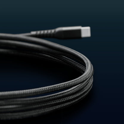Coilet Linocell Premium Kevlar USB-C til Lightning-kabel MFi 2 m sort med flettet nylon.