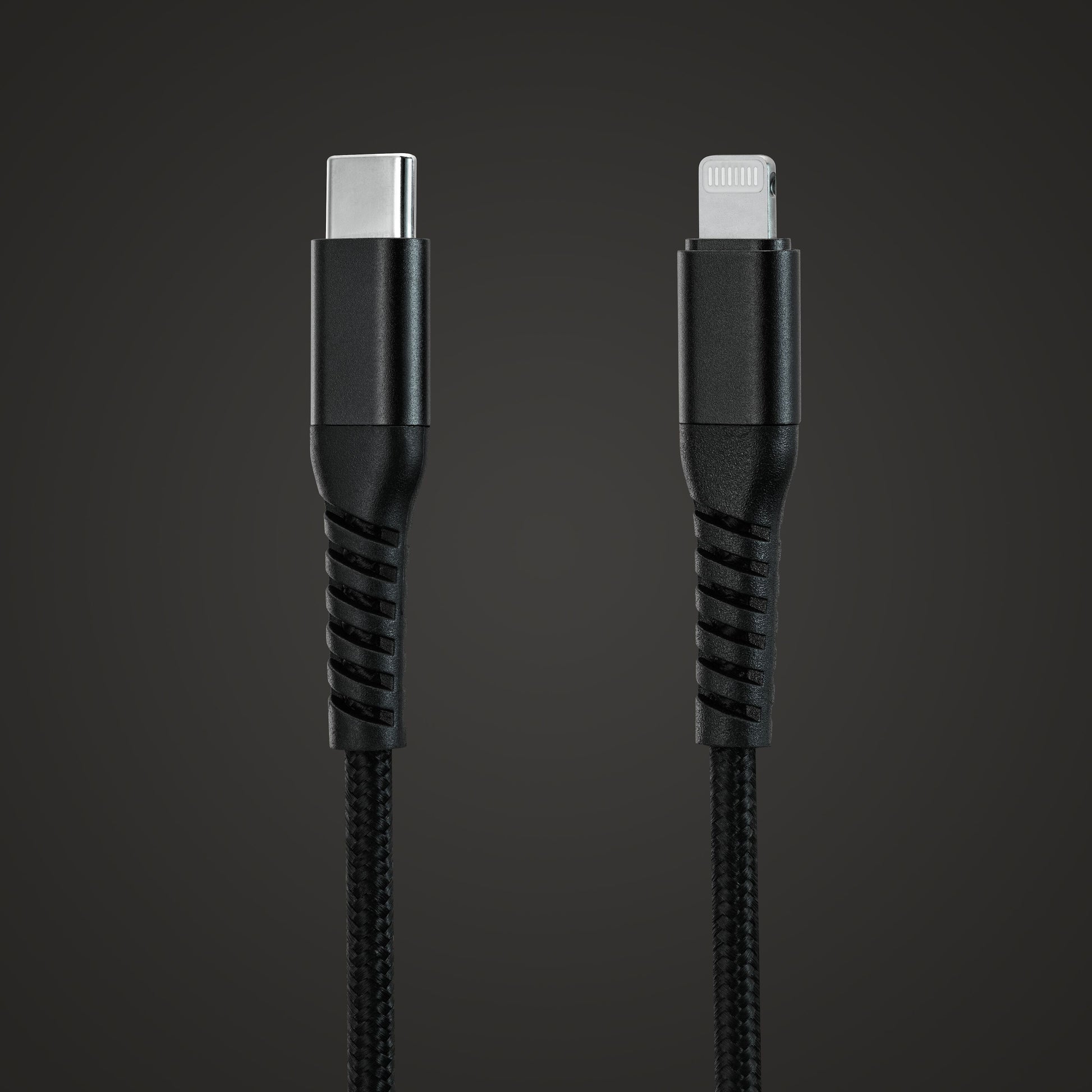 Kevlar USB-C til Lightning-kabler MFi-certificeret sort 0,5 m flettet til stk vises.