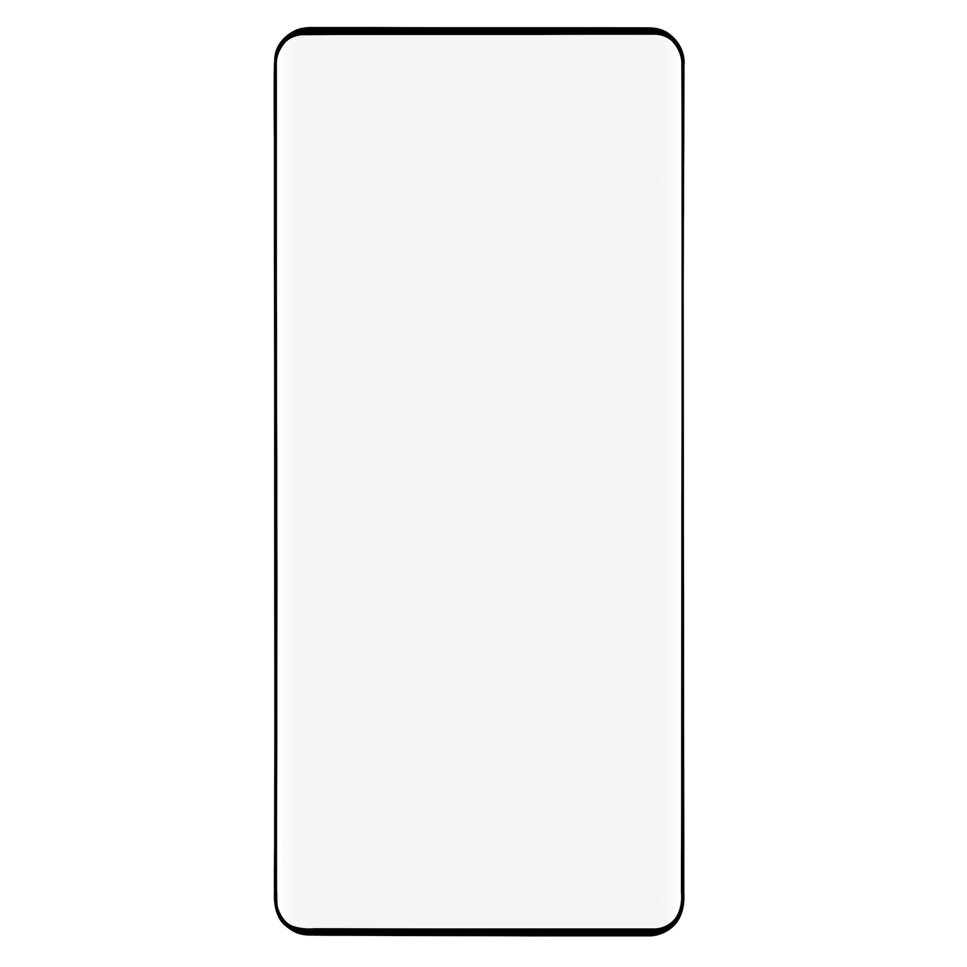 Skærmbeskyttelse til Galaxy S21, hvid, sorte kanter, afrundede hjørner.