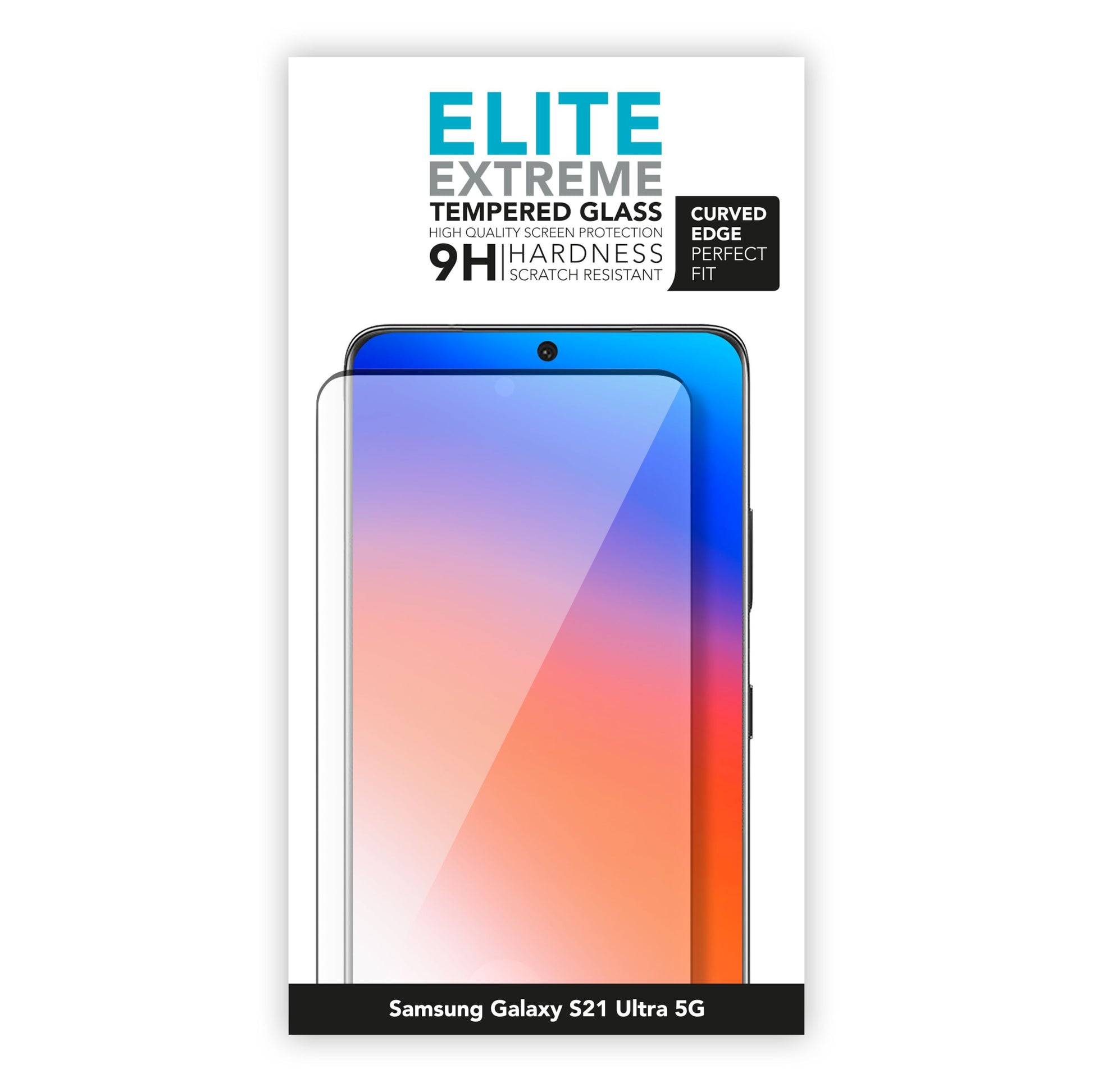 Linocell Elite Extreme Curved skærmbeskyttelse til Galaxy S21 Ultra 9H hærdet glas, buet design, gradient skærm.