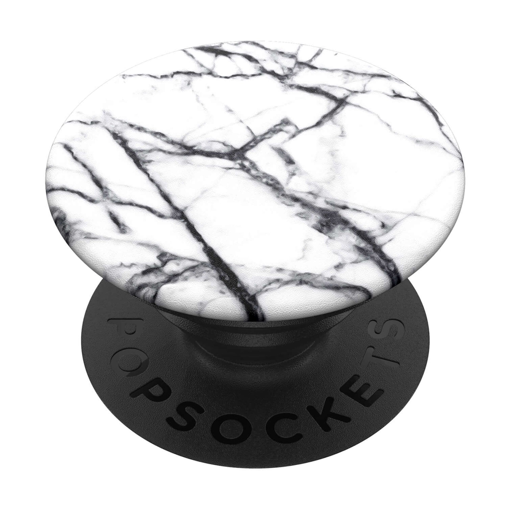 Popsockets aftageligt mobilgreb hvid marmor med marmormønster.