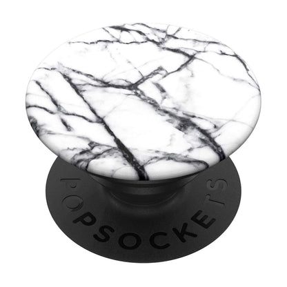 Popsockets aftageligt mobilgreb hvid marmor med marmormønster.