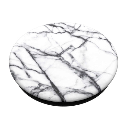 Popsockets aftageligt mobilgreb hvid marmor med marmormønster.