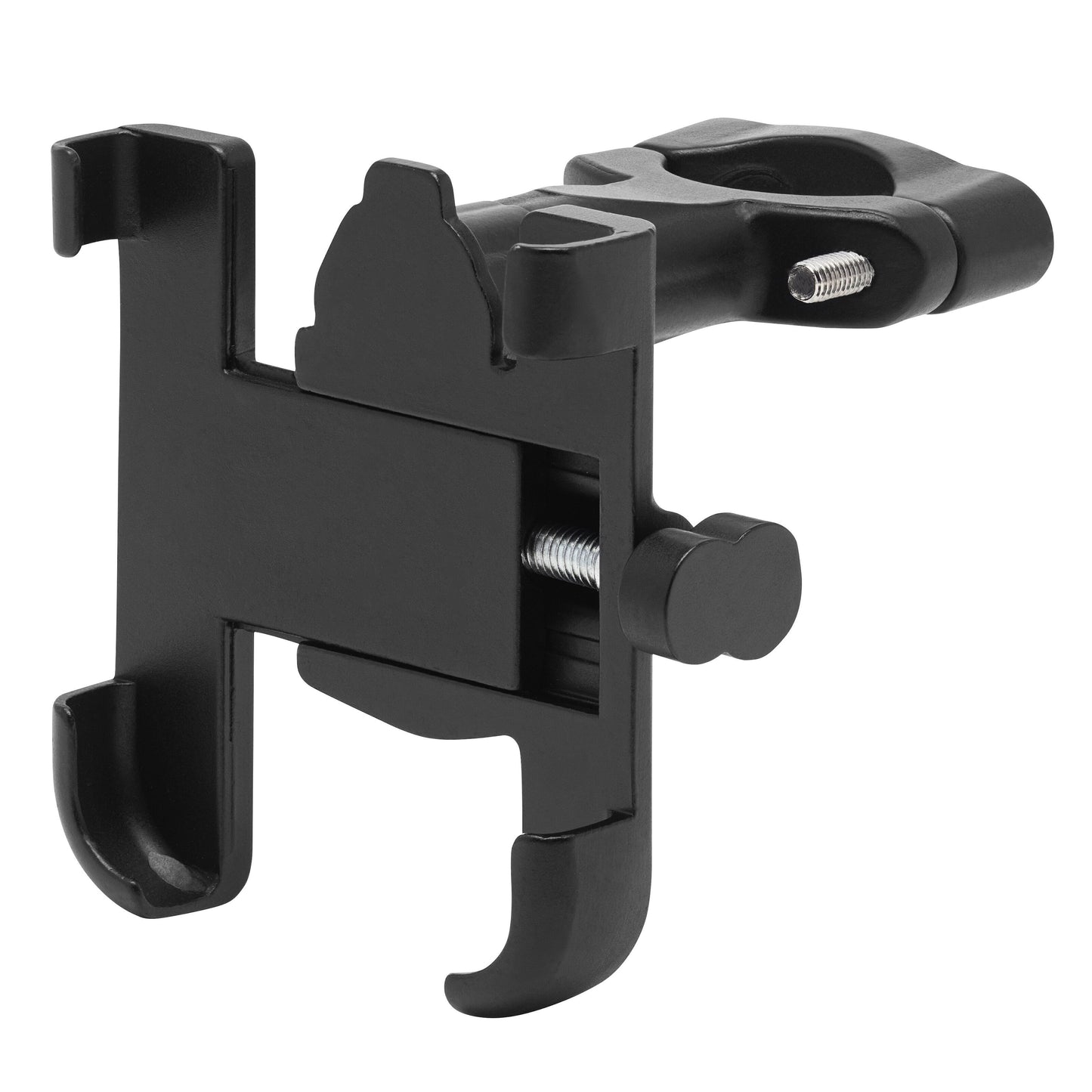 Linocell drejelig sort mobilholder til cykel med klemme til styr og fjederbelastet greb.