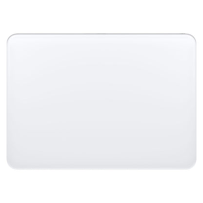 Apple laptop sølv set oppefra med runde hjørner og Magisk Trackpad til Multi-Touch trådløs kontrol.