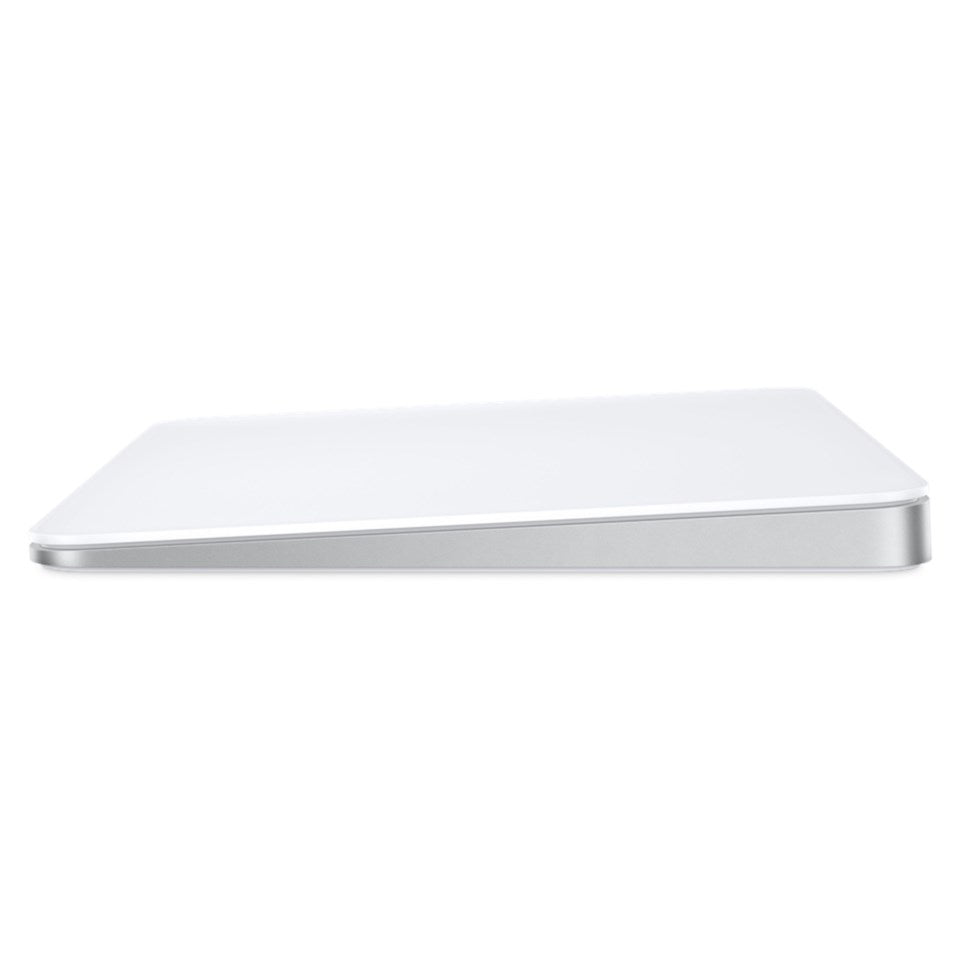 Apple Magic Trackpad, sideview, slankt kileformet design, trådløs Multi-Touch.