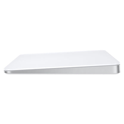 Apple Magic Trackpad, sideview, slankt kileformet design, trådløs Multi-Touch.