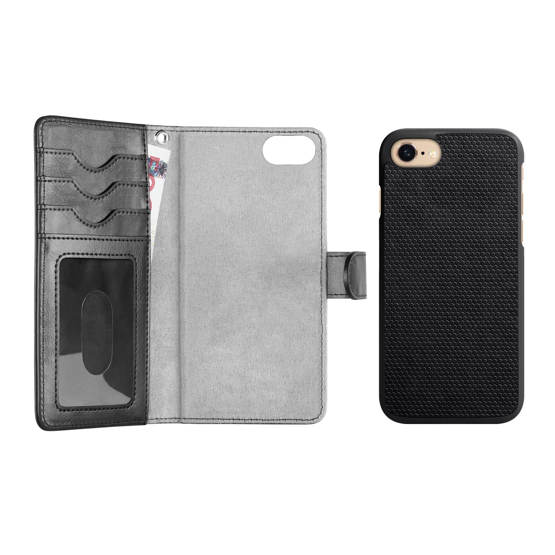 IDEAL OF SWEDEN magnetisk mobilpung til iPhone 6/7/8/SE sort kunstlæder med kortholdere, ID-lomme og aftageligt cover.
