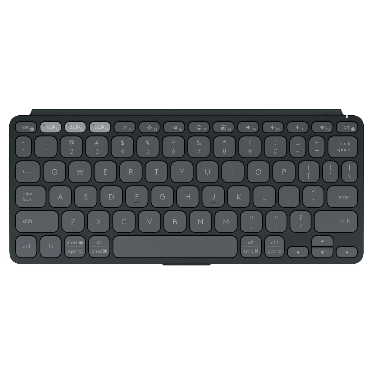 Logitech Keys-To-Go 2 – et bærbart Bluetooth-tastatur med QWERTY-layout og funktionstaster til pc og tablet.