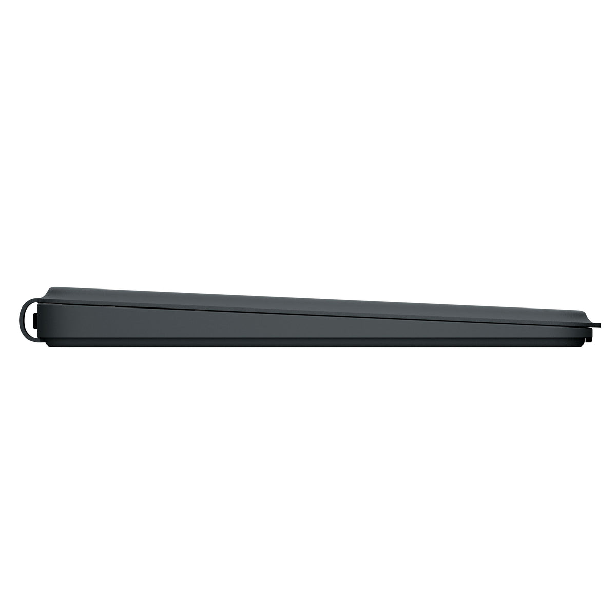 Se Logitech Keys-To-Go 2 bærbart Bluetooth-tastatur-sæt fra siden, kompatibelt med PC og tablet.