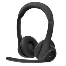 Logitech Zone 300 trådløst Bluetooth-headset i grafitfarve med on-ear-puder og støjreducerende mikrofonarm.