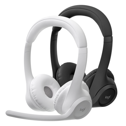 Logitech Zone 300 trådløst Bluetooth-headset i grafitfarve med støjreducerende mikrofonarm.