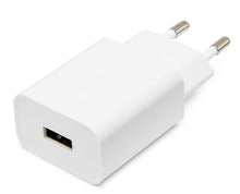 USB oplader 2,4 A 12 W hvid med to runde stikben og én USB-A port.