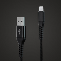 Linocell Kevlar USB-A til Lightning-kabel - MFi - Sort - 2 m