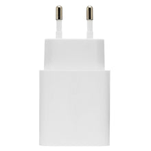 USB-oplader Quick Charge 3.0 18W, hvid, europæisk tobenet stikadapter, vises lodret.