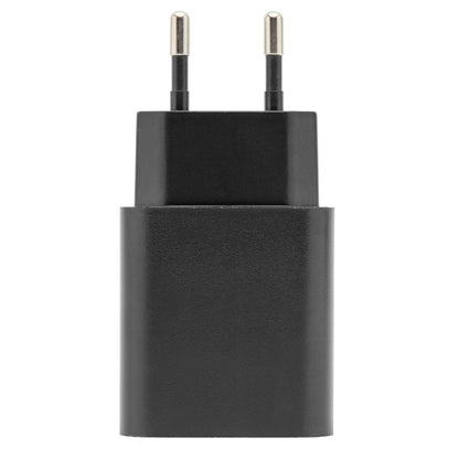 Linocell USB-oplader Quick Charge 3.0 18W sort med to runde europæiske stikben, understøtter hurtig opladning.