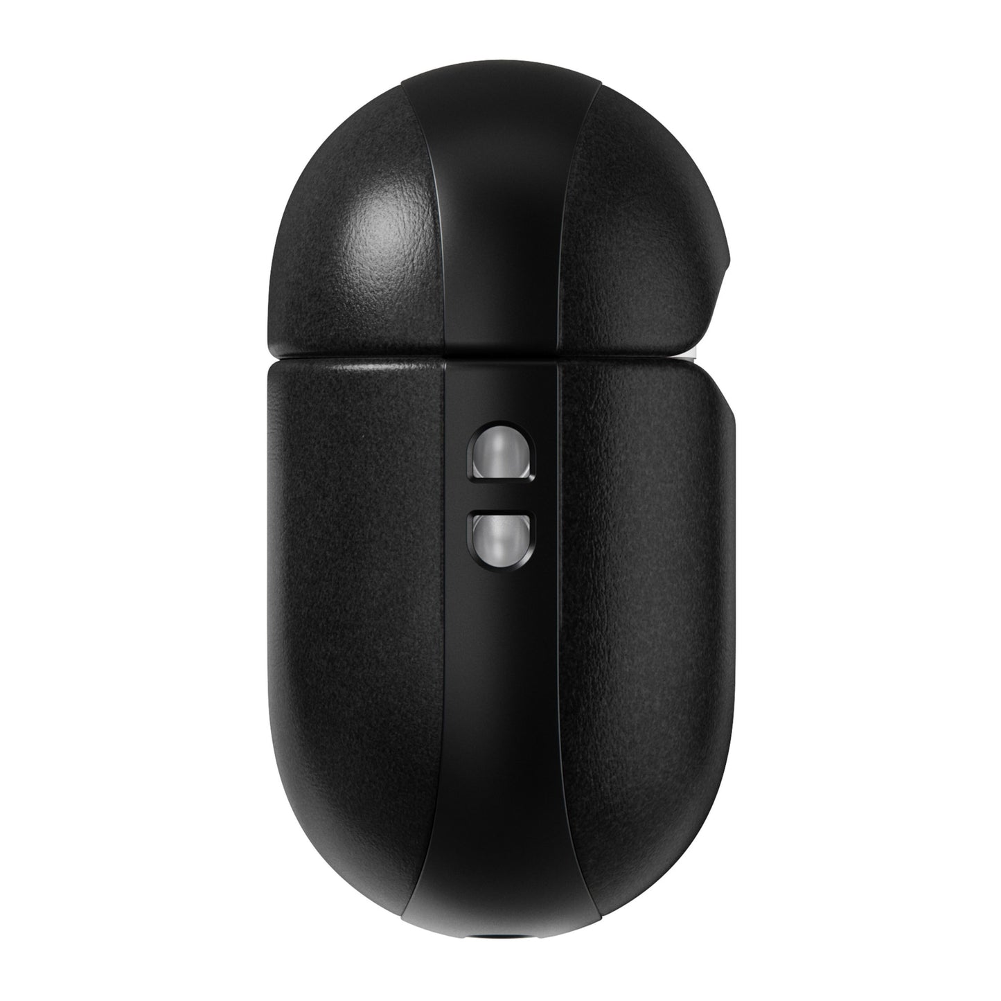 Nomad Robust AirPods Pro-etui, sort, hårdt ovalt cover med to frontknapper.