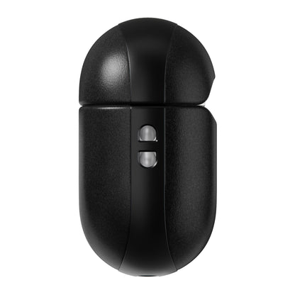 Nomad Robust AirPods Pro-etui, sort, hårdt ovalt cover med to frontknapper.