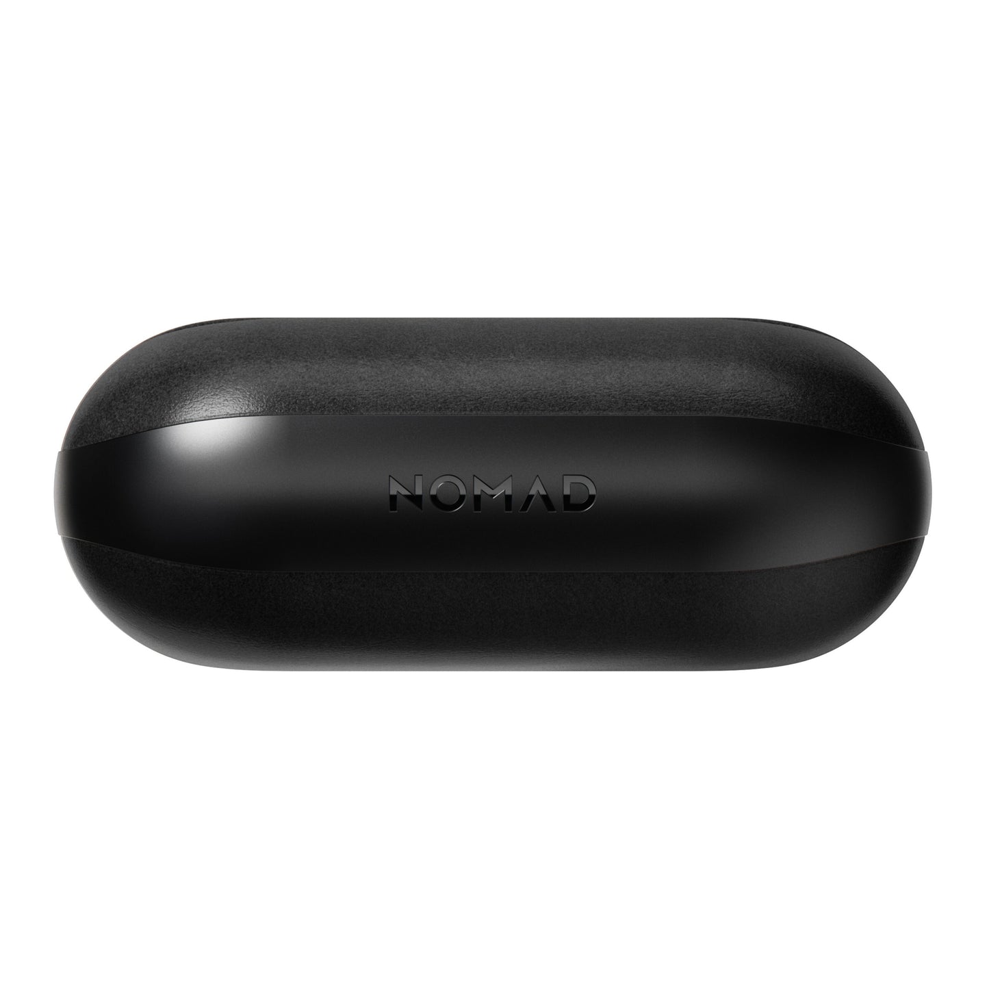 Nomad Robust AirPods Pro-etui i sort, sort Horween-læder, NOMAD præget på låget, passer til AirPods Pro.