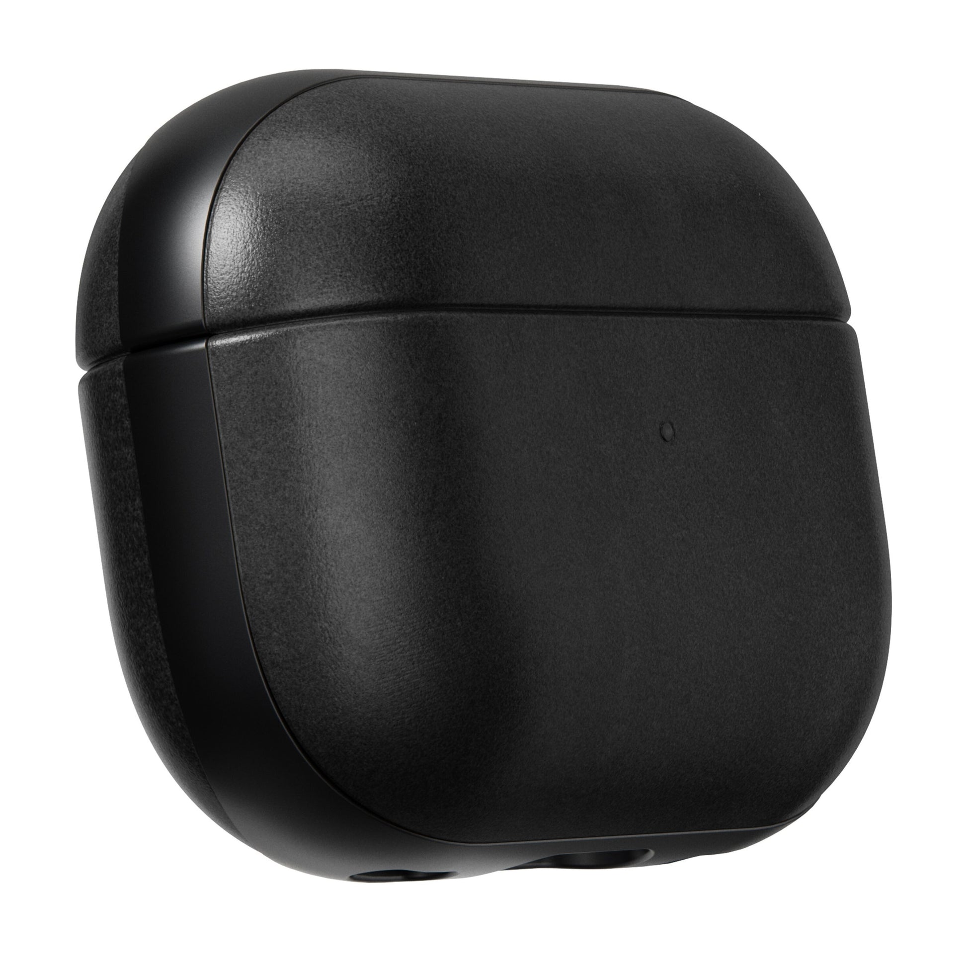 Nomad Robust AirPods Pro-etui, sort, trådløs etui i mat Horween læder, vist lukket.