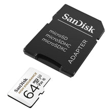 Sandisk microSD-kort 64 GB med sort Sandisk-adapter, kompatibel med microSD, microSDHC og microSDXC.