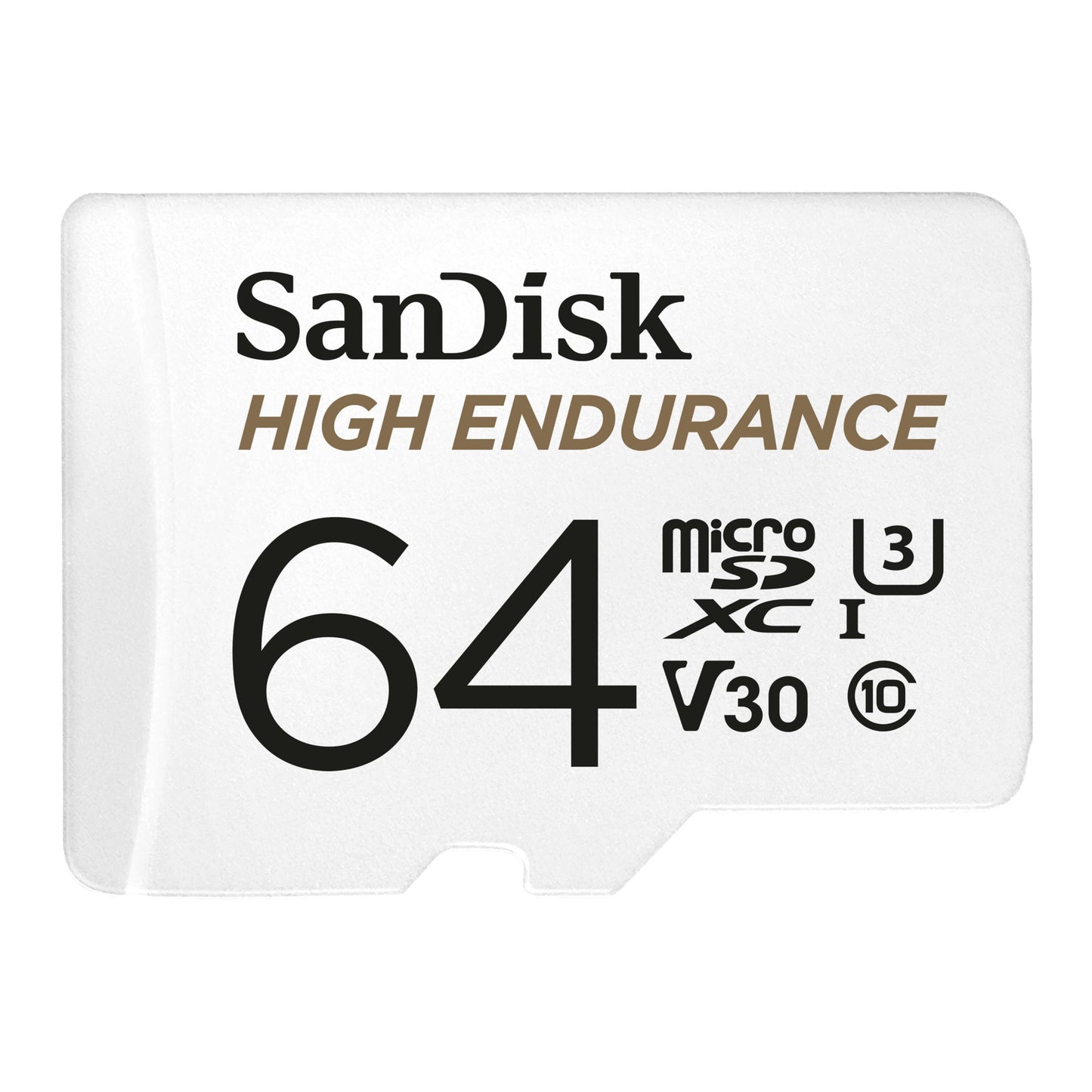 Sandisk 64GB microSD-kort V30 U3 hastighed velegnet til overvågningskamera eller dashcam.