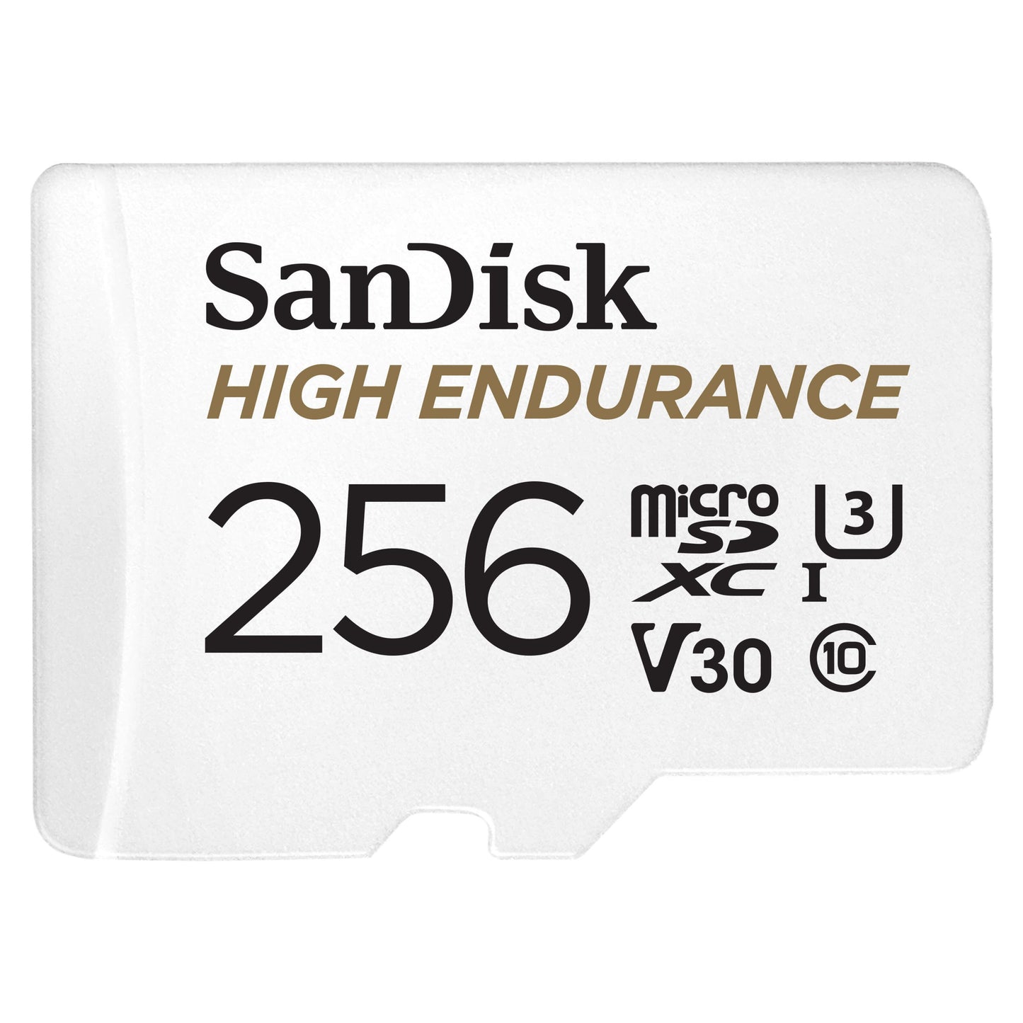 Sandisk High Endurance microSD-kort 256GB U3 V30 Class 10 til overvågnings- og bilkamera.