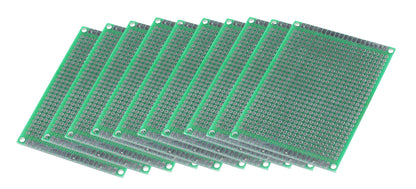 Luxorparts Eksperimentkort 60x80 mm, grøn, FR4 glasfiber med rækker af huller og metal kontakter, 10 stk.