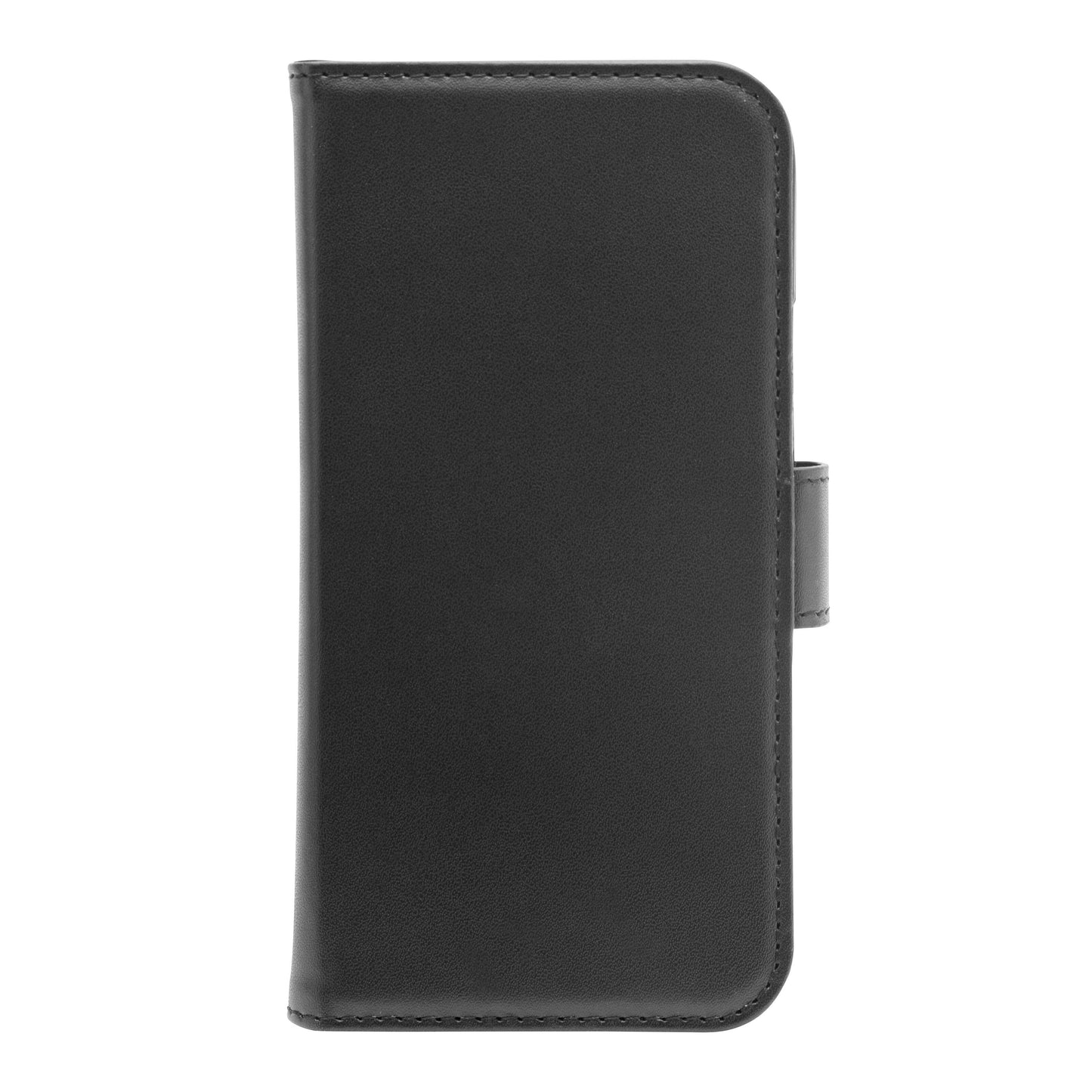 Sort læder flip cover med magnetlukning til iPhone 12/12 Pro.