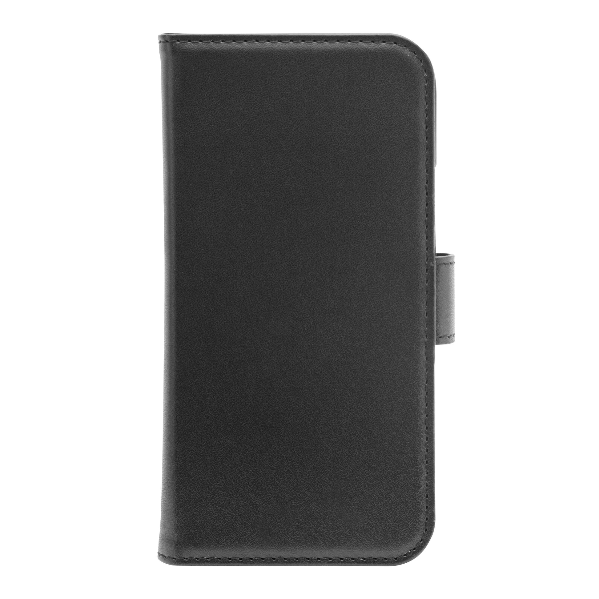 Sort læder flip cover med magnetlukning til iPhone 12/12 Pro.