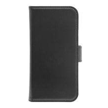 Sort læder flip cover med magnetlukning til iPhone 12/12 Pro.