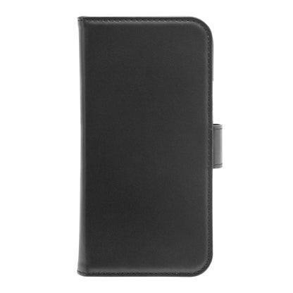 Sort læder flip cover med magnetlukning til iPhone 12/12 Pro.