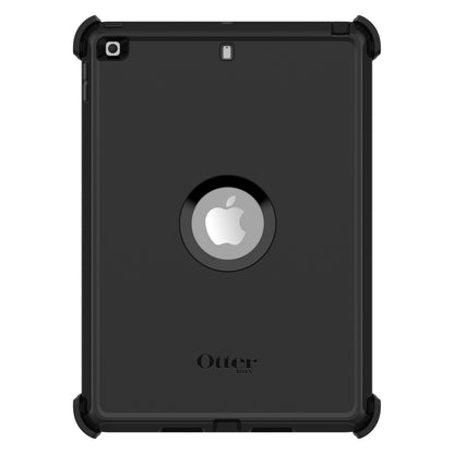 Otterbox beskyttelsesetui til iPad 10,2 sort, forstærkede hjørner, rund udskæring til Apple-logo, Otterbox-logo nederst.