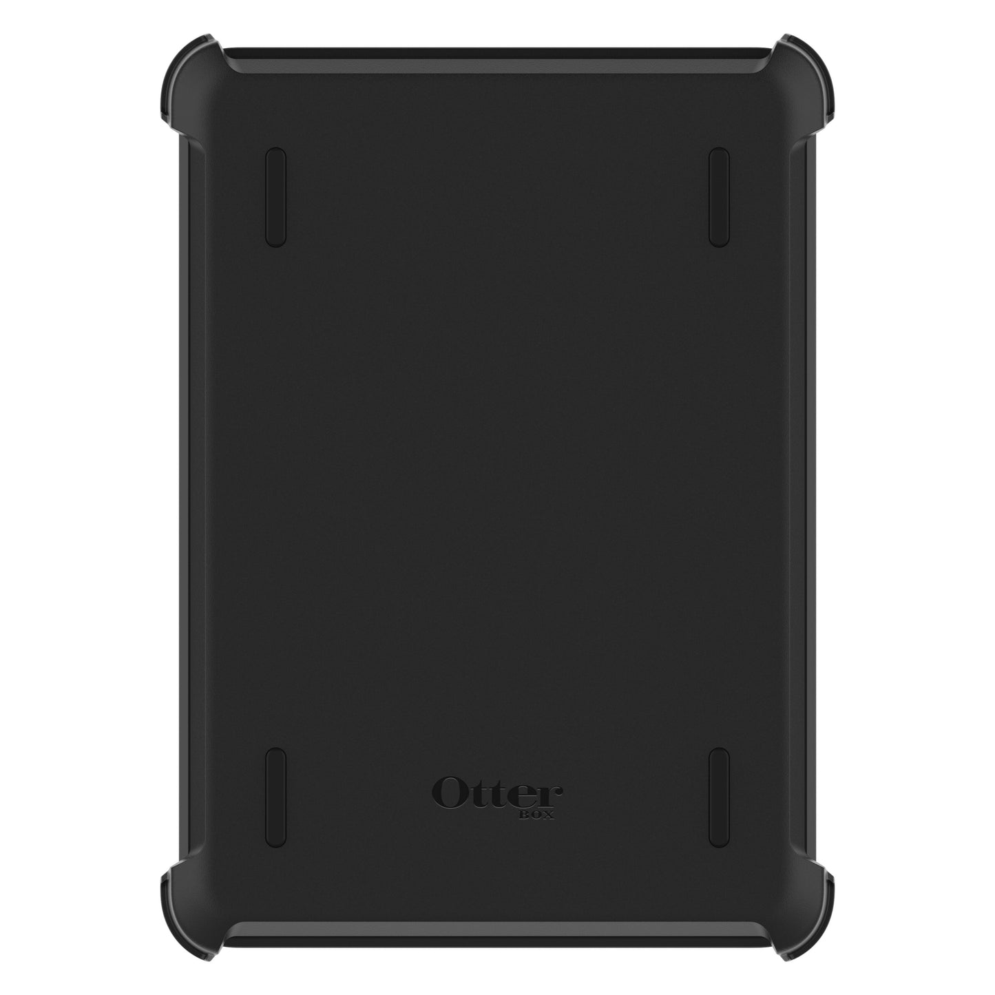 Otterbox Beskyttelsesetui til iPad 10,2 sort, bagside med forstærkede hjørner og Otterbox-logo nederst.