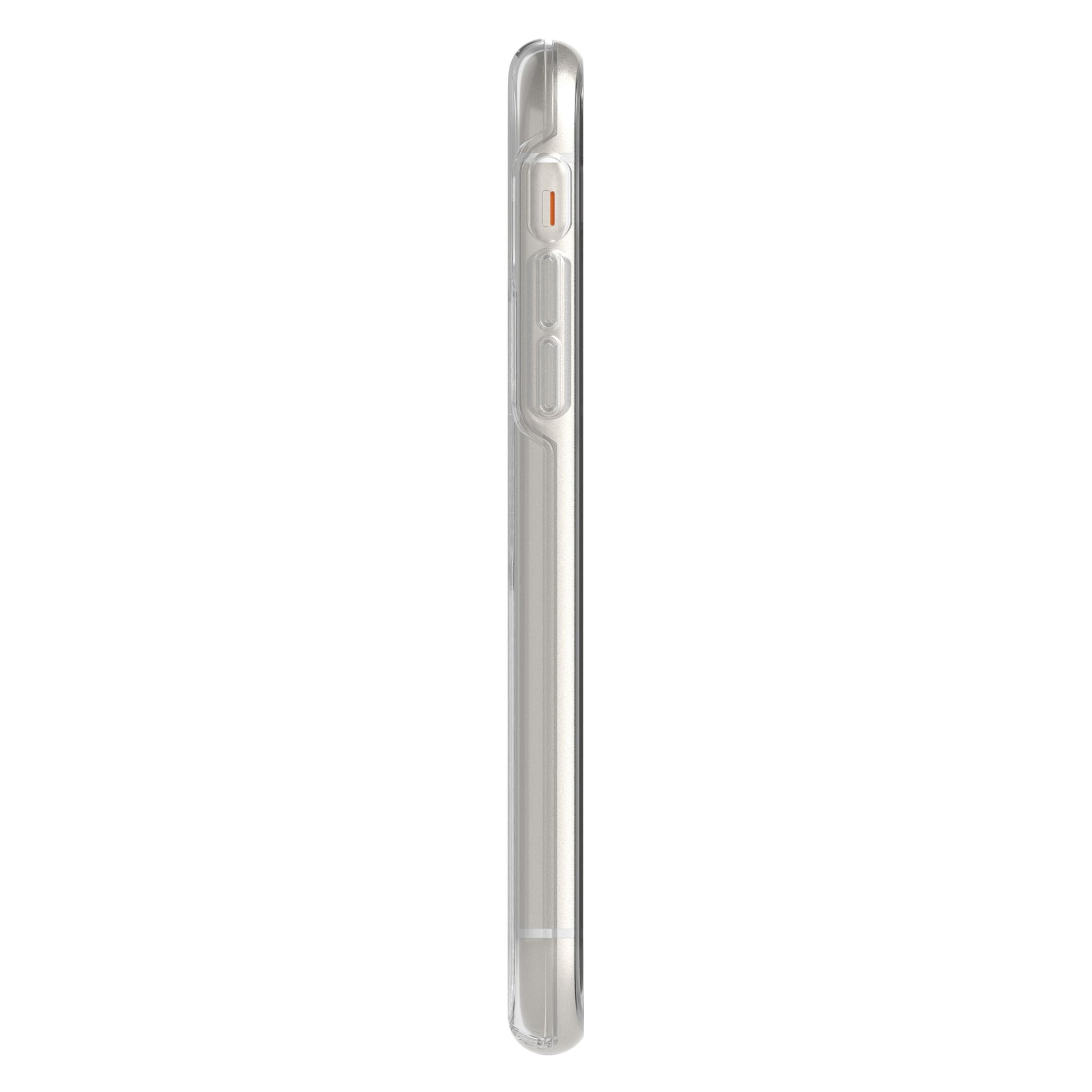 Otterbox Symmetry mobilcover iPhone 11 klar set fra siden med tydelige volumen- og mute-knapper samt synlige kanter.