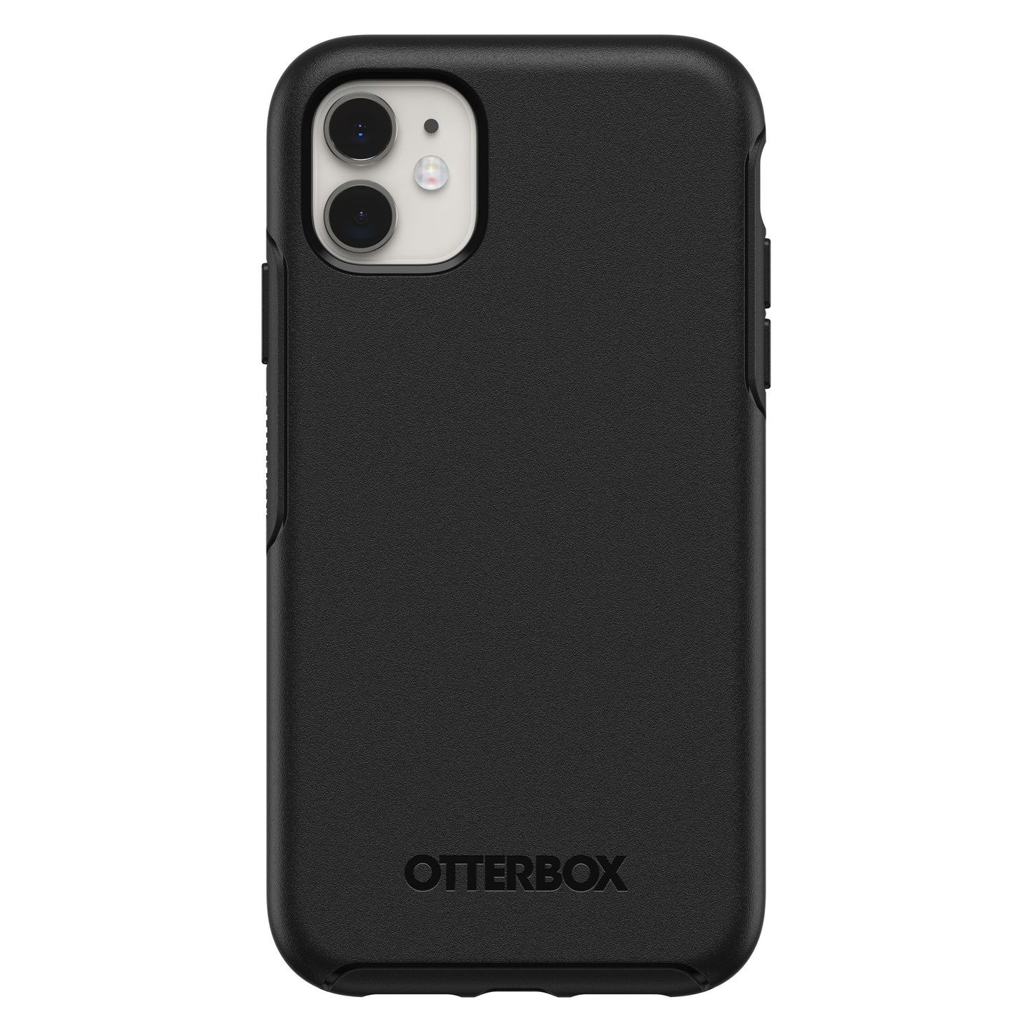 Otterbox Symmetry Robustt cover til iPhone 11 sort, bagside med synligt kamera og Otterbox-logo nederst.