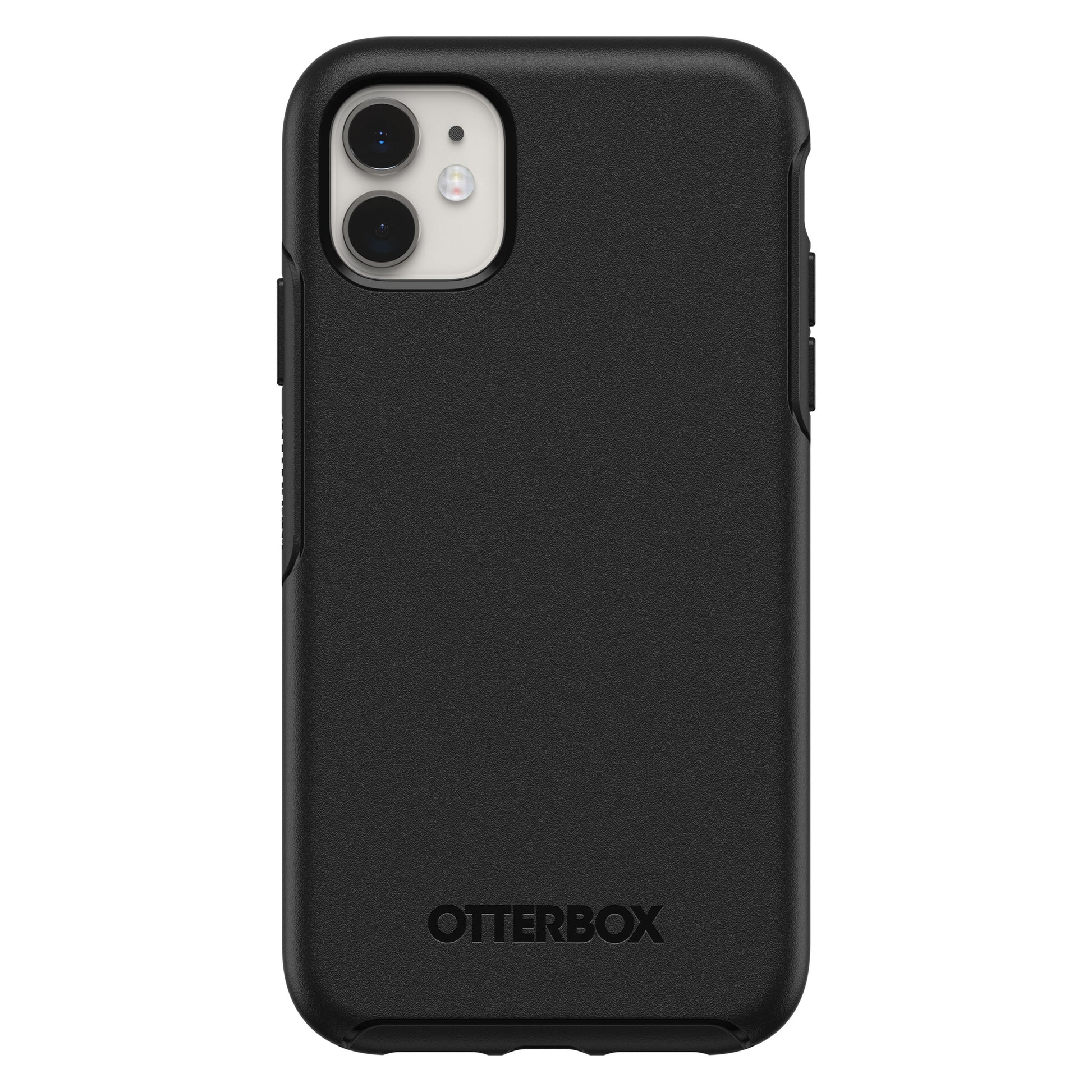 Otterbox Symmetry Robustt cover til iPhone 11 sort, bagside med synligt kamera og Otterbox-logo nederst.