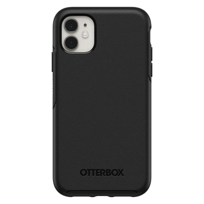 Otterbox Symmetry Robustt cover til iPhone 11 sort, bagside med synligt kamera og Otterbox-logo nederst.