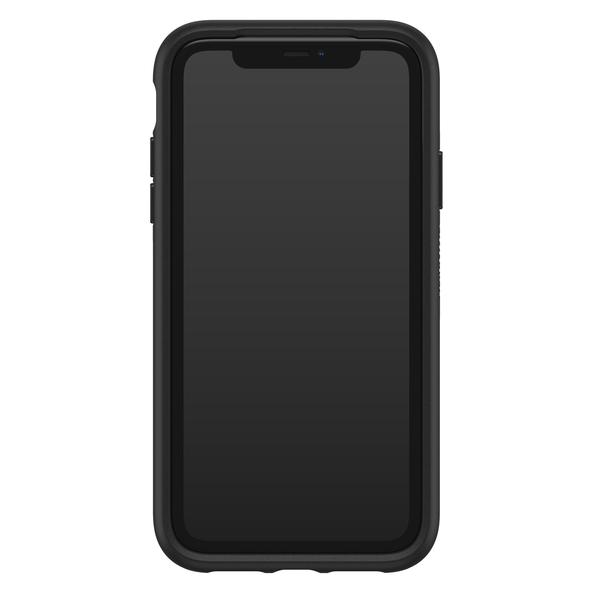 Otterbox Symmetry Robustt mobilcover til iPhone 11, sort, beskytter sort smartphone med mørk skærm.
