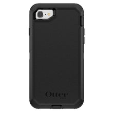 Otterbox Defender mobilcover i sort til iPhone 6/6s/7/8/SE med forstærkede hjørner, tekstureret bagside, logo nederst.
