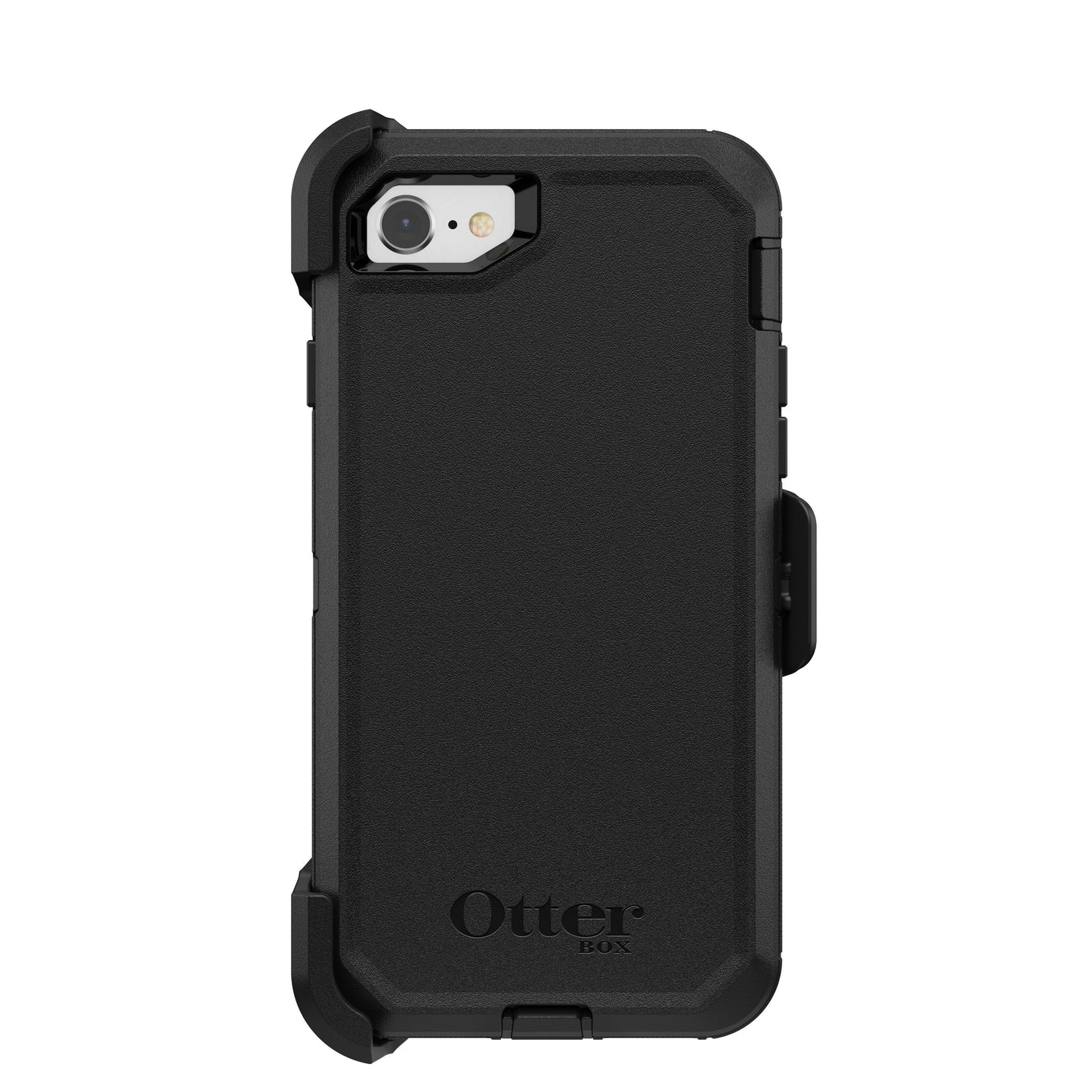 Otterbox Defender cover til iPhone 6/6s/7/8/SE, sort med forstærkede hjørner, støvbeskyttelse og Otterbox-logo nederst.