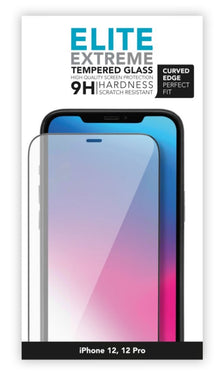 Linocell Elite Extreme Curved skærmbeskyttelse i 9H hærdet glas til iPhone 12/12 Pro med kurvet kant og ridsefasthed.