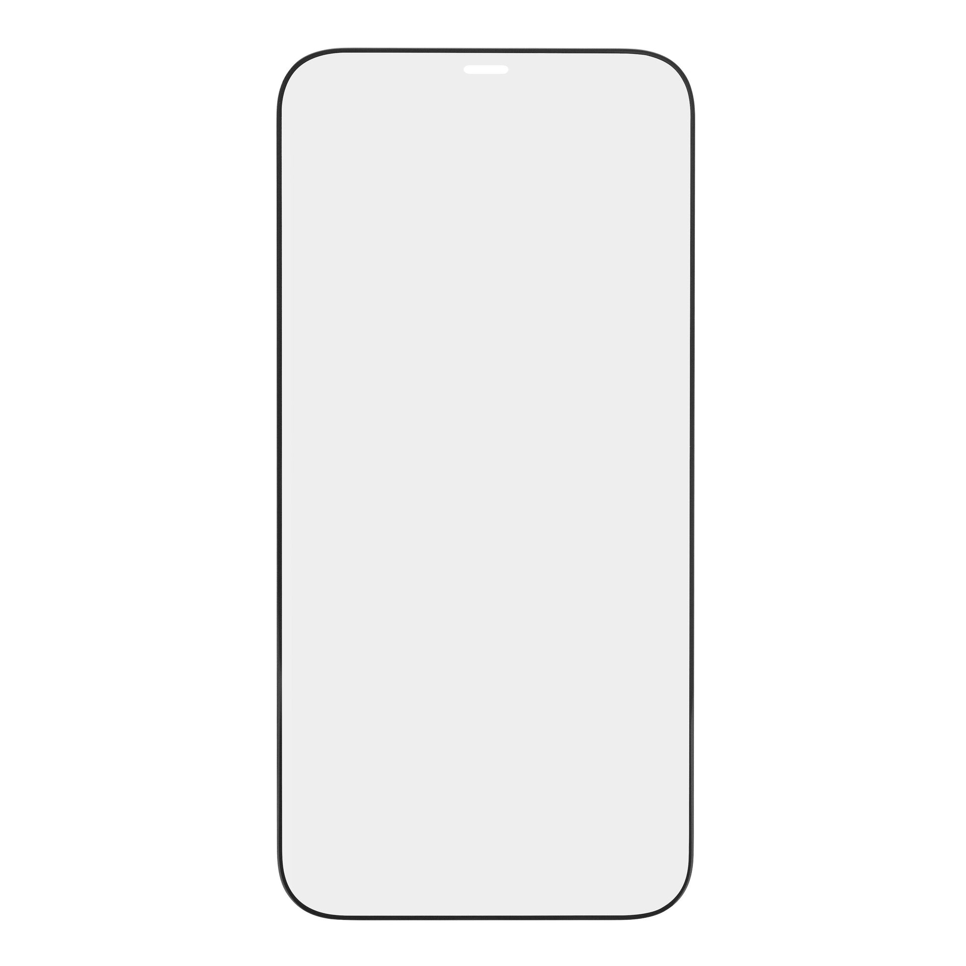 IPhone 12 Pro Max set forfra med blank grå skærm og afrundede hjørner til Elite Extreme Curved Skærmbeskyttelse.
