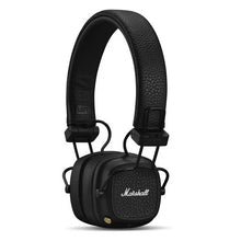 Marshall Major V trådløse on-ear-hovedtelefoner i sort, med læderhovedbøjle, firkantede ørekopper, logo og guldkontakt.